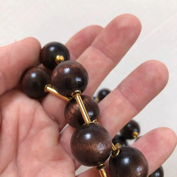 Vtg Vendome Necklace with Wooden Beads - Picture 7 of 11